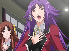 Purple haired chick doesn't mind taking a dick in her mouth