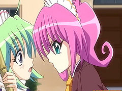 Amazing anime girl makes a guy happy by sucking his cock