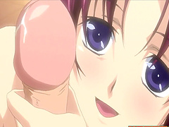 Sexy redhead chick gets talked into drooling on a hard cock