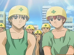 Hardcore fucking on the table with a busty Japanese chick - cartoon