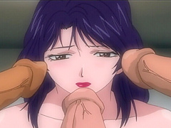 Slutty anime chick loves fucking with three guys at the same time