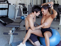 Fit hottie Aila Donovan loves fucking her trainer in the gym