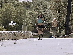 Slutty chick Arabelle Raphael has fun with a lesbian friend