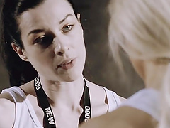 Slutty chick Arabelle Raphael has fun with a lesbian friend