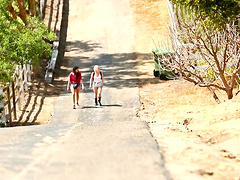 Nina Hartley and Ash Hollywood in hot lesbian action in their underwear