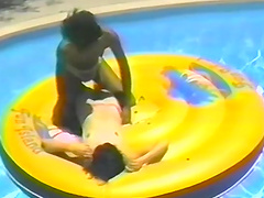 Outdoors interracial amateur retro video with a hot ass ebony girl