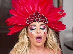 Busty pornstar Vivianne DeSilva spreads legs to ride a hard dick