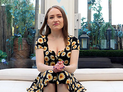 Pale amateur Lizzie gives a blowjob and gets fucked by a black man