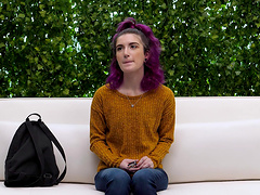 Amateur purple haired chick Scarlett gets fucked on casting