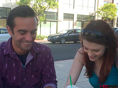 Redhead amateur Bree Daniels moans while having nice sex on a bed