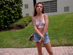 Tattooed stud Derek Savage rides cowgirl style with a sexy natural tits babe