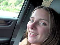 POV video of small tits Macy Meadows getting fucked in the car
