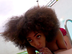 Foxy ebony Luna Black X gives head and gets ass fucked by white guys