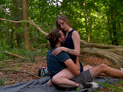 Sweet girlfriend Trixie Fox gives head and gets fucked in the woods