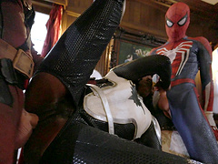 White guys team up to fuck all holes of ebony Ana Foxxx in latex