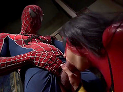 Spider man with a hard dick fucks masked pornstar Jenna Presley