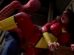 Spider man with a hard dick fucks masked pornstar Jenna Presley