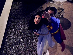 Small tits babe Andy San Dimas enjoys while riding the Superman