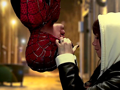 Spiderman gets lucky as sexy stranger Capri Anderson gives head