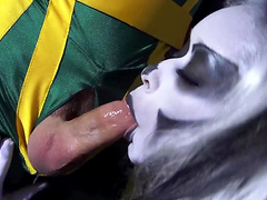 Dirty babe Skin Diamond puts makeup all over her face and blows