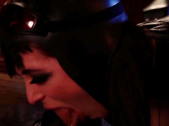 Erotic and hardcore fucking with masked Aiden Ashley in leather