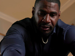 Black man fucks shaved pussy of tied up blonde babe Harley King