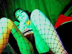 Hardcore fucking in POV video with an amateur girl in fishnet