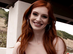 MMF threesome with small tits redhead slut Maya Kendrick. HD