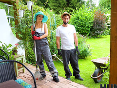 Outdoors video of hardcore fucking with small tits Lucky Bee