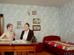 Brunette woman enjoys while getting fucked in the office - Kris Vog