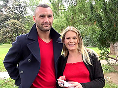 Blonde bombshell Claudia Mac takes on two cocks at once