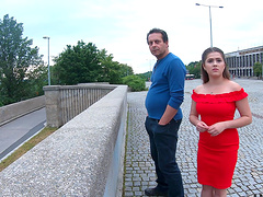 Curvy wife Steve Q gives her big natural tits a deepthroat cleaning