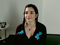 Naidyne likes the wires on her tits and the strapon in her twat