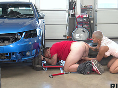 Dirty Chloe Lamour gives a rimjob and gets fucked balls deep