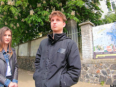 Brunette Adelle Unicorn having fun while sucking her BF's dick