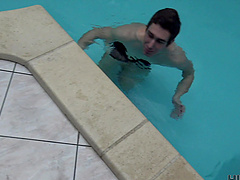 Brunette Anna Rose gets fucked by her boyfriend by the pool