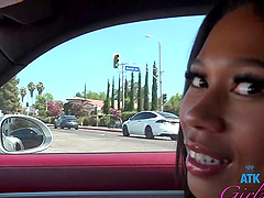 Sexy neighbor Skyla Sun drops her panties to be fucked quickly