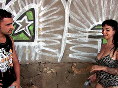 The couple enjoy each other’s big natural tits