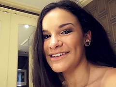 Good looking Eden Sin moans during rough sex in the bathroom