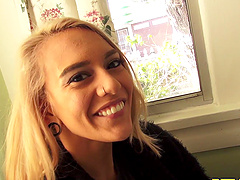 Blonde Jade Nile moans while getting fucked in doggy style