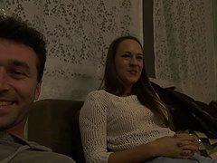 Homemade video of brunette Blue Angel getting fucked on the sofa