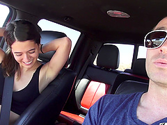 Abbie Maley moans during rough dicking in doggy style position