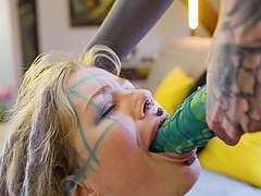 Kinky slut Nux Vomica fucking Anuskatzz with a strap on toy