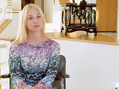 Blonde bombshell with fake tits gets licked by lucky guy