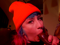 Hardcore gangbang ends with Proxy Paige getting cum in mouth