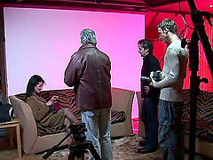 Georgina Smith wearing nylon stockings getting fucked on the sofa