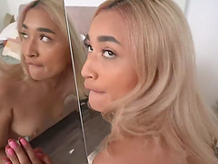 Avery Black enjoys while sucking her boyfriend's hard cock