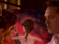 Busty beauty Vanessa Lane gives a sensual blowjob in lingerie