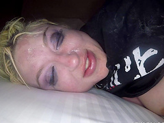 Blonde Leya Falcon moans while being penetrated by a black cock