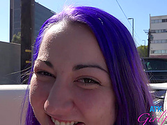 Lily Adams having fun with her boyfriend in the car - POV